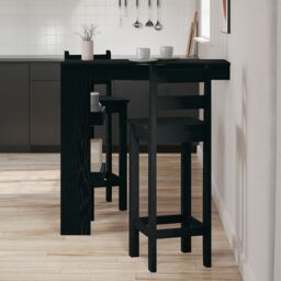 Berkfield Home Wall Bar Table - Black Oak - 102x55x103.5 cm - Made of Engineered Wood - thumbnail 4