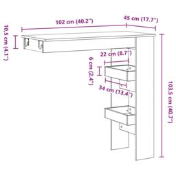 Berkfield Home Wall Bar Table - Black Oak - 102x55x103.5 cm - Made of Engineered Wood - thumbnail 9