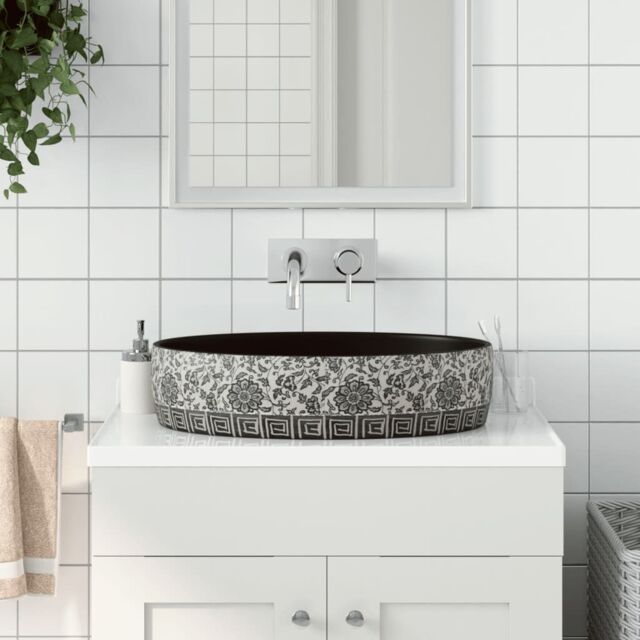 Berkfield Home Countertop Basin Black & Blue Oval 56.5x36.5x13.5 cm Ceramic - image 1