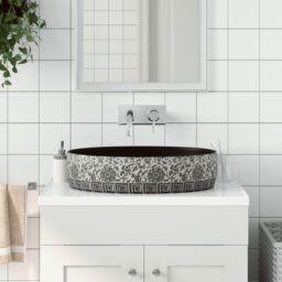 Berkfield Home Countertop Basin Black & Blue Oval 56.5x36.5x13.5 cm Ceramic