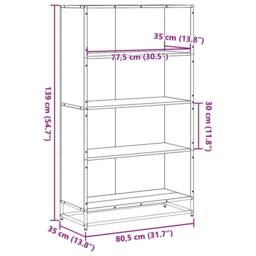 Berkfield Home Bookcase Sonoma Oak 80.5x35x139 cm Engineered Wood in Light Oak - thumbnail 9