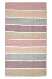 Homescapes Cotton Chenille Striped Rug in Grey - Size: 90 cm x 150 cm - thumbnail 2