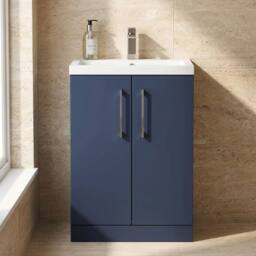 Balterley Bramshall Compact 2 Door Dark Blue Vanity Basin Unit, 600mm - thumbnail 6