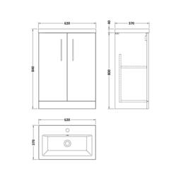 Balterley Bramshall Compact 2 Door Dark Blue Vanity Basin Unit, 600mm - thumbnail 2