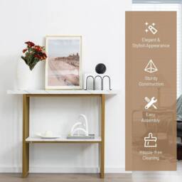 Kelvenix 2-tier Console Table White Faux Marble - Size: 0.6m2 - thumbnail 5