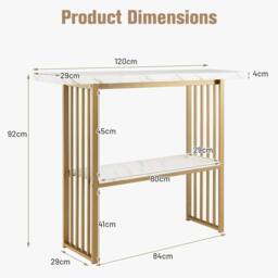 Kelvenix 2-tier Console Table White Faux Marble - Size: 0.6m2 - thumbnail 2