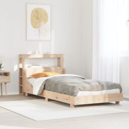 Berkfield Home Bed Frame without Mattress 90x190 cm Single Solid Wood Pine in Brown - thumbnail 1