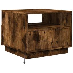 Berkfield Home Modern Coffee Table with LED Lights Smoked Oak 50x49x40 cm in Brown - Size: 50 x 49 x 40 cm - thumbnail 9