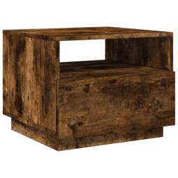 Berkfield Home Modern Coffee Table with LED Lights Smoked Oak 50x49x40 cm in Brown - Size: 50 x 49 x 40 cm - thumbnail 1
