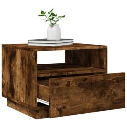 Berkfield Home Modern Coffee Table with LED Lights Smoked Oak 50x49x40 cm in Brown - Size: 50 x 49 x 40 cm - thumbnail 6