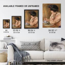 Artery8 Cup of Chocolate Renoir Vintage Framed Wall Art Print in Orange - Size: A4 - thumbnail 3