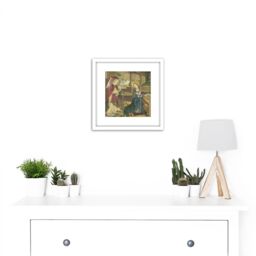 Artery8 Altaar Annunciation To The Virgin Painting 8X8 Inch Square Wooden Framed Wall Art Print Picture with Mount in White - thumbnail 2