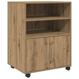 Berkfield Home Rolling Cabinet Artisian Oak 60x48x81 cm Engineered Wood in Brown - Size: 60 x 48 x 81 cm - thumbnail 3