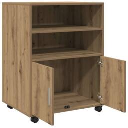Berkfield Home Rolling Cabinet Artisian Oak 60x48x81 cm Engineered Wood in Brown - Size: 60 x 48 x 81 cm - thumbnail 7