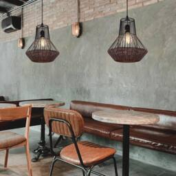 Living and Home Geometric Rattan and Iron Pendant Light in Brown - thumbnail 2