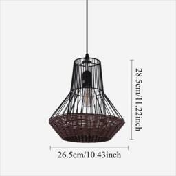 Living and Home Geometric Rattan and Iron Pendant Light in Brown - thumbnail 6