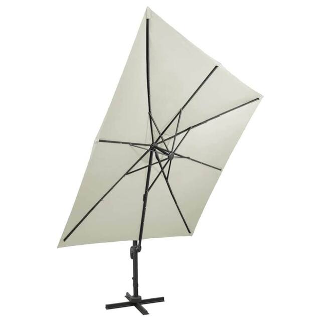 Berkfield Home Cantilever Umbrella with Pole & LED Lights Sand 300 cm in Beige - image 1