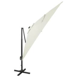 Berkfield Home Cantilever Umbrella with Pole & LED Lights Sand 300 cm in Beige - thumbnail 4