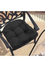Living and Home 2Pcs Outdoor Comfortable Tufted Chair Cushion in Black - thumbnail 1
