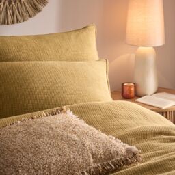 Yard Ribble Acid Washed 100% Cotton Duvet Cover Set in Mustard - Size: Double - thumbnail 2