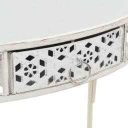 Berkfield Home Side Table French Style Metal 82x39x76 cm White - Size: 82 x 39 x 76 cm - thumbnail 5