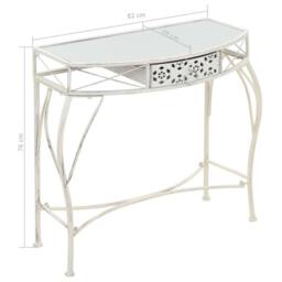 Berkfield Home Side Table French Style Metal 82x39x76 cm White - Size: 82 x 39 x 76 cm - thumbnail 7