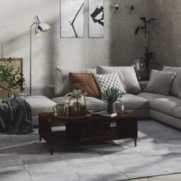 Berkfield Home Coffee Table Smoked Oak 103.5x60x35 cm Engineered Wood in Brown - thumbnail 1