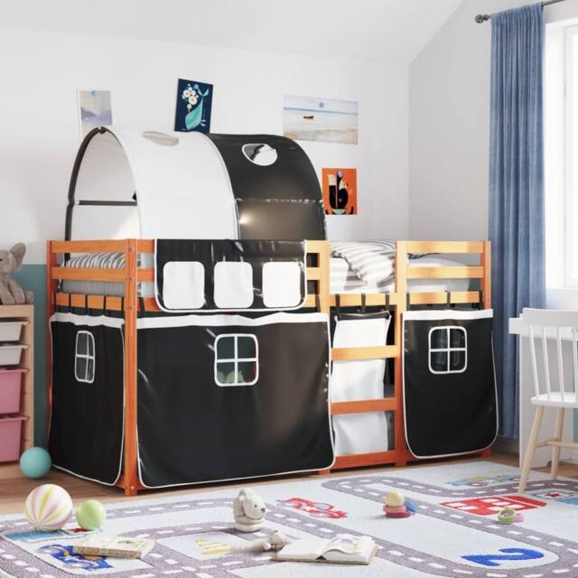 Berkfield Home Bunk Bed without Mattress White&Black 90x200 cm Solid Wood Pine in Black - image 1