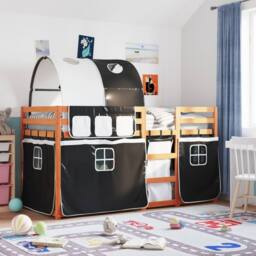 Berkfield Home Bunk Bed without Mattress White&Black 90x200 cm Solid Wood Pine in Black - thumbnail 1