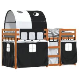 Berkfield Home Bunk Bed without Mattress White&Black 90x200 cm Solid Wood Pine in Black - thumbnail 4