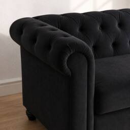 Sofaya Hampton 2 Seater Chesterfield Sofa Velvet Cushion Couch in Black - thumbnail 6