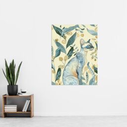 "Artery8 Cat Lover Teal Tan Oriental Shorthair Portrait Wall Art Print in Blue - Size: W24"" x H32""" - thumbnail 4