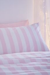 Sassy B 'Stripe Tease' Reversible Duvet Cover Set in White - Size: Double - thumbnail 2