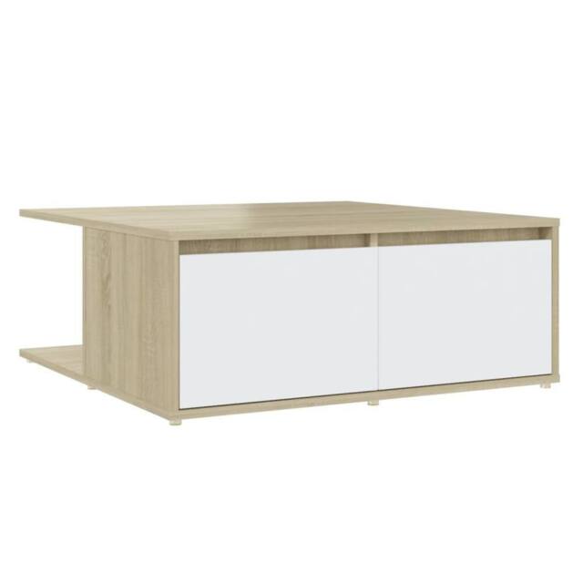 Berkfield Home Coffee Table White & Sonoma Oak 80x80x31 cm Engineered Wood in Natural - Size: 80 x 80 x 31 cm - image 1