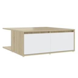 Berkfield Home Coffee Table White & Sonoma Oak 80x80x31 cm Engineered Wood in Natural - Size: 80 x 80 x 31 cm - thumbnail 1