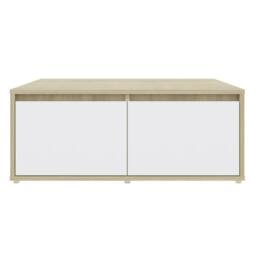 Berkfield Home Coffee Table White & Sonoma Oak 80x80x31 cm Engineered Wood in Natural - Size: 80 x 80 x 31 cm - thumbnail 4