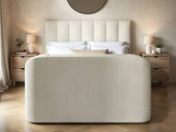 Flair Megane Boucle Side Lift TV Ottoman Bed in Cream - Size: King - thumbnail 4