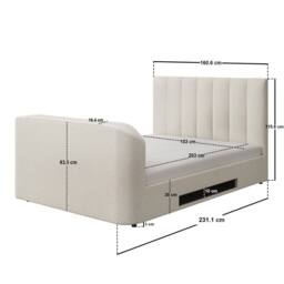 Flair Megane Boucle Side Lift TV Ottoman Bed in Cream - Size: King - thumbnail 7