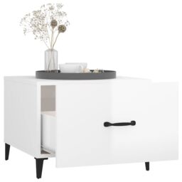 Berkfield Home Coffee Table with Metal Legs High Gloss White 50x50x40 cm - Size: 50 x 50 x 40 cm - thumbnail 5