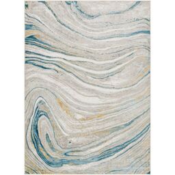 Livabliss San Francisco-Modern Pink Grey Yellow Blue Green Graphic Living Dining Rug in Teal - Size: 200 cm x 275 cm - thumbnail 2