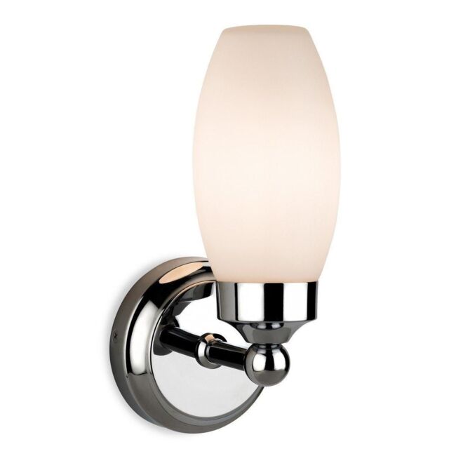 Netlighting Reef 1 Light Bathroom Wall Light Chrome with Opal Glass IP44 E14 in Grey