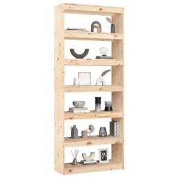 Berkfield Home Book Cabinet/Room Divider 80x30x199.5 cm Solid Wood Pine in Light Tan - thumbnail 4