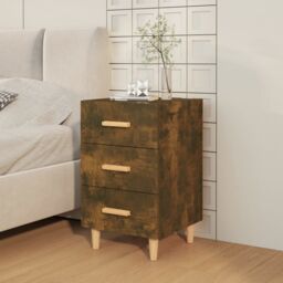 Berkfield Home Bedside Cabinet Smoked Oak 40x40x66 cm Engineered Wood in Brown - Size: 40 x 40 x 66 cm - thumbnail 3