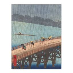 Artery8 Utagawa Hiroshige Framed Wall Art Print Evening Shower Ohashi Bridge in Blue - Size: A4 - thumbnail 3