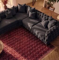 Sofaya Monaco 4 Seater Corner Sofa Chesterfield Velvet Left Hand Chaise in Black - Size: 4 Person - thumbnail 5