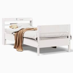 Berkfield Home Decorative Bed Frame without Mattress White 90x190 cm Single Soli - thumbnail 3