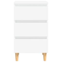 Berkfield Home Sturdy Bed Cabinet with Solid Wood Legs White 40x35x69 cm - Size: 40 x 35 x 69 cm - thumbnail 5