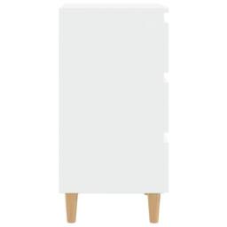 Berkfield Home Sturdy Bed Cabinet with Solid Wood Legs White 40x35x69 cm - Size: 40 x 35 x 69 cm - thumbnail 6