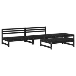 Berkfield Home 4 Piece Garden Lounge Set Black Solid Wood Pine