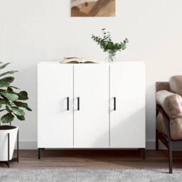 Berkfield Home Sideboard White 90x34x80 cm Engineered Wood - Size: 90 x 34 x 80 cm - thumbnail 2
